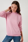 Pamuklu Dik Yaka Basic Örme Kadın Sweat 5863323 PEMBE