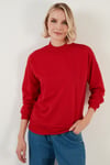 Pamuklu Dik Yaka Basic Örme Kadın Sweat 5863323 KIRMIZI