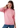 Pamuklu Dik Yaka Basic Örme Kadın Sweat 5863323 PEMBE