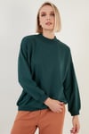 Pamuklu Dik Yaka Basic Örme Kadın Sweat 5863323 NEFTİ