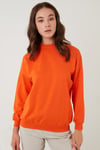 Pamuklu Dik Yaka Basic Örme Kadın Sweat 5863323 ORANJ