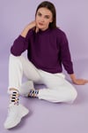 Pamuklu Dik Yaka Basic Örme Kadın Sweat 5863323 MOR