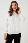 Pamuklu Dik Yaka Basic Örme Kadın Sweat 5863323 EKRU