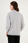 Pamuklu Dik Yaka Basic Örme Kadın Sweat 5863323 GRİ MELANJ
