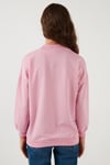 Pamuklu Dik Yaka Basic Örme Kadın Sweat 5863323 PEMBE