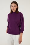 Pamuklu Dik Yaka Basic Örme Kadın Sweat 5863323 MOR