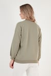 Pamuklu Dik Yaka Basic Örme Kadın Sweat 5863323 Olive