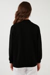 Pamuklu Dik Yaka Basic Örme Kadın Sweat 5863323 SİYAH