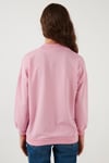 Pamuklu Dik Yaka Basic Örme Kadın Sweat 5863323 PEMBE