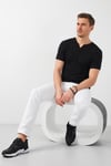 Pamuklu Düğme Detaylı Regular Fit V Yaka 3'lü Paket Erkek T Shirt 5902122S3 Antrasit-Taş-Siyah