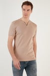 Pamuklu Düğme Detaylı Regular Fit V Yaka 3'lü Paket Erkek T Shirt 5902122S3 Antrasit-Elma Yeşili-Taş