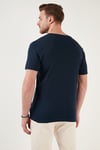 Pamuklu Düğme Detaylı Regular Fit V Yaka 3'lü Paket Erkek T Shirt 5902122S3 İndigo-Açık Mavi-Açık Haki