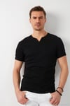Pamuklu Düğme Detaylı Regular Fit V Yaka 3'lü Paket Erkek T Shirt 5902122S3 Antrasit-Taş-Siyah
