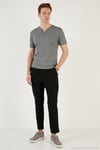 Pamuklu Düğme Detaylı Regular Fit V Yaka 3'lü Paket Erkek T Shirt 5902122S3 İndigo-Açık Mavi-Açık Haki