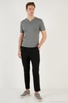 Pamuklu Düğme Detaylı Regular Fit V Yaka 3'lü Paket Erkek T Shirt 5902122S3 Vişne-Taş-Açık Haki