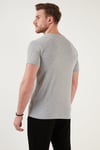 Pamuklu Düğme Detaylı Regular Fit V Yaka 3'lü Paket Erkek T Shirt 5902122S3 Antrasit-İndigo-Gri Melanj