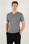 Pamuklu Düğme Detaylı Regular Fit V Yaka 3'lü Paket Erkek T Shirt 5902122S3 Beyaz-Vişne-Açık Haki