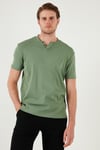 Pamuklu Düğme Detaylı Regular Fit V Yaka 3'lü Paket Erkek T Shirt 5902122S3 Antrasit-Elma Yeşili-Taş