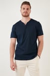 Pamuklu Düğme Detaylı Regular Fit V Yaka 3'lü Paket Erkek T Shirt 5902122S3 İndigo-Açık Mavi-Elma Yeşili