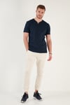 Pamuklu Düğme Detaylı Regular Fit V Yaka 3'lü Paket Erkek T Shirt 5902122S3 Haki-Antrasit-İndigo
