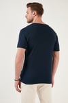 Pamuklu Düğme Detaylı Regular Fit V Yaka 3'lü Paket Erkek T Shirt 5902122S3 İndigo-Açık Mavi-Elma Yeşili