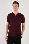 Pamuklu Düğme Detaylı Regular Fit V Yaka 3'lü Paket Erkek T Shirt 5902122S3 Elma Yeşili-Vişne-Açık Haki