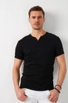 Pamuklu Düğme Detaylı Regular Fit V Yaka 3'lü Paket Erkek T Shirt 5902122S3 Antrasit-Taş-Siyah