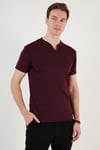 Pamuklu Düğme Detaylı Regular Fit V Yaka 3'lü Paket Erkek T Shirt 5902122S3 Beyaz-Vişne-Açık Haki