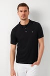 Pamuklu Düğmeli  T Shirt Erkek Polo 0438101 SİYAH