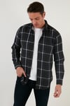 Pamuklu Ekoseli Slim Fit Kışlık Erkek Gömlek CF23W114662 LACİVERT