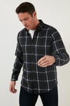 Pamuklu Ekoseli Slim Fit Kışlık Erkek Gömlek CF23W114662 LACİVERT
