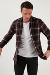 Pamuklu Ekoseli Slim Fit Kışlık Erkek Gömlek CF23W114662 BORDO