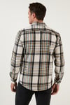 Pamuklu Ekoseli Slim Fit Kışlık Erkek Gömlek CF23W114662 EKRU-SİYAH