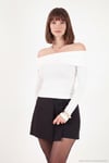 Pamuklu Fitted Fit Madonna Yaka Kadın Bluz 5866862 EKRU