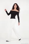 Pamuklu Fitted Fit Madonna Yaka Kadın Bluz 5866862 SİYAH