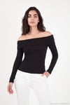 Pamuklu Fitted Fit Madonna Yaka Kadın Bluz 5866862 SİYAH