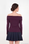 Pamuklu Fitted Fit Madonna Yaka Kadın Bluz 5866862 MÜRDÜM