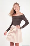 Pamuklu Fitted Fit Madonna Yaka Kadın Bluz 5866862 KAHVE