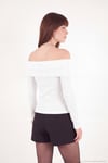 Pamuklu Fitted Fit Madonna Yaka Kadın Bluz 5866862 EKRU