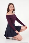 Pamuklu Fitted Fit Madonna Yaka Kadın Bluz 5866862 MÜRDÜM