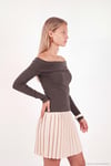 Pamuklu Fitted Fit Madonna Yaka Kadın Bluz 5866862 KAHVE