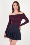 Pamuklu Fitted Fit Madonna Yaka Kadın Bluz 5866862 MÜRDÜM