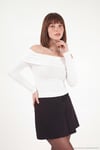 Pamuklu Fitted Fit Madonna Yaka Kadın Bluz 5866862 EKRU