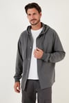 Pamuklu Kapüşonlu Relaxed Fit Erkek Gömlek 5905468 ANTRASİT