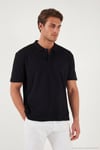 Pamuklu Kısa Kollu Düğmeli Erkek Polo T Shirt 5904051 SİYAH