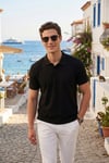 Pamuklu Kısa Kollu Düğmeli Erkek Polo T Shirt 5904049 SİYAH