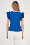 Pamuklu Kolları Fırfırlı Slim Fit Bisiklet Yaka Kadın T Shirt 5864500 SAKS