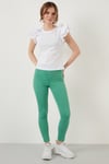 Pamuklu Kolları Fırfırlı Slim Fit Bisiklet Yaka Kadın T Shirt 5864500 BEYAZ