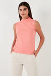 Pamuklu Kolsuz Dik Yaka Kadın T Shirt 5865710 CORAL