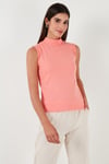 Pamuklu Kolsuz Dik Yaka Kadın T Shirt 5865710 CORAL